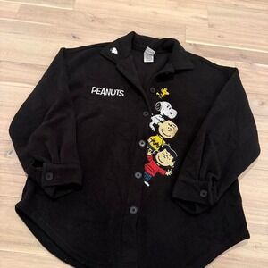 VINTAGE Peanuts black button up shirt Size M 8/10 #peanuts #cartoon